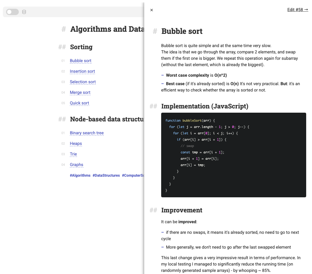 Example of an index note